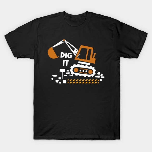 Construction Crusader Excavator Love, Tee Triumph for Building Admirers T-Shirt by Kleurplaten kind